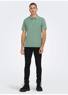 Однотонная зеленая мужская футболка-поло Only &amp; Sons