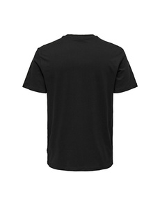 Черная мужская футболка с круглым вырезом и принтом Only &amp; Sons