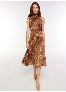 Коричневая женская мини-юбка А-образного кроя с леопардовым узором Fabrika ФАБРИКА