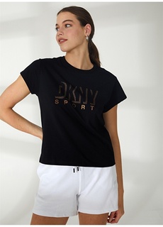 Простая черная женская футболка с круглым вырезом Dkny Jeans