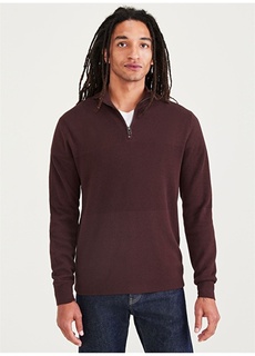 Коричневый мужской свитер обычного кроя с воротником-молнией Dockers