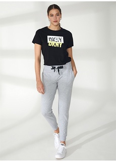 Однотонная серая меланжевая женская футболка с круглым вырезом Dkny Jeans