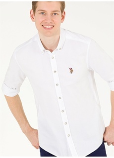 Белая мужская рубашка с воротником на пуговицах стандартного кроя U.S. Polo Assn.