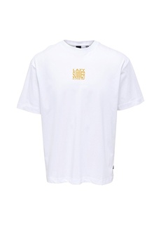 Белая мужская футболка с круглым вырезом и принтом Only &amp; Sons