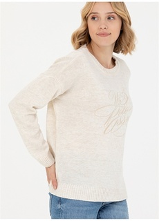 Кремовый свитер комфортного кроя с круглым вырезом U.S. Polo Assn.