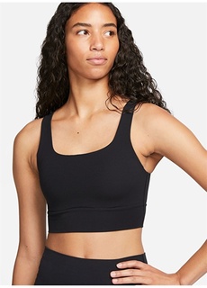 Черный, серый и серебристый женский спортивный бюстгальтер с круглым вырезом Nike