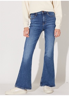 Голубые женские джинсовые брюки с завышенной талией и расклешенными штанинами Lee