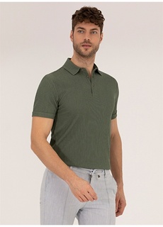 Мужская футболка-поло жаккардового цвета хаки Pierre Cardin