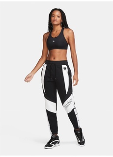 Черный женский однотонный спортивный бюстгальтер с круглым воротником Nike