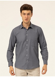 Классическая мужская рубашка с воротником темно-синего цвета Süvari