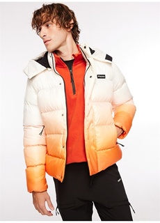Бело-оранжевое мужское пальто с капюшоном Discovery Expedition