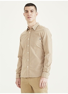 Бежевая мужская рубашка со стандартным рубашечным воротником Dockers