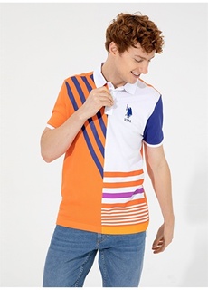 Оранжевая мужская футболка с воротником поло U.S. Polo Assn.