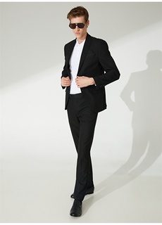 Черный мужской костюм Slim Fit с нормальной талией Süvari