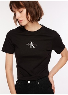 Простая черная женская футболка с круглым вырезом Calvin Klein Jeans