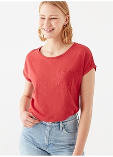 Однотонная светло-красная женская футболка с круглым вырезом Mavi