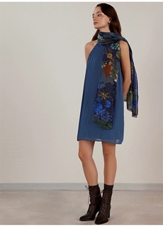 Темно-синее женское платье выше колена Yargıcı