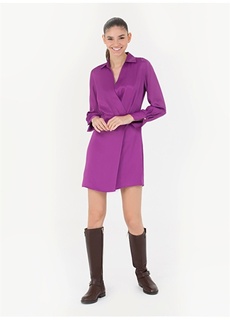 Фиолетовое мини-платье с рубашечным воротником Pierre Cardin
