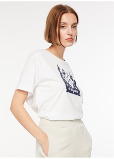 Белая женская футболка с круглым вырезом с принтом Columbia