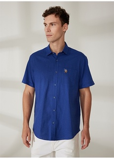 Синяя мужская рубашка с коротким рукавом U.S. Polo Assn.