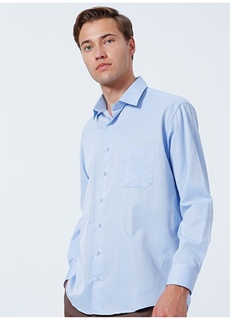 Синяя мужская рубашка с классическим воротником Süvari