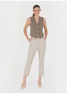 Прямые бежевые женские брюки с высокой талией Pierre Cardin