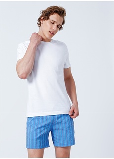 Полосатый серый - темно-синий мужской купальник-шорты Shikoo