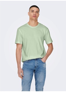 Простая зеленая мужская футболка с круглым вырезом Only &amp; Sons