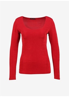 Простая красная женская блузка с квадратным воротником Selen