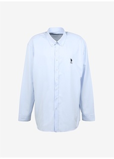 Голубая мужская рубашка узкого кроя с воротником на пуговицах U.S. Polo Assn.