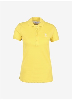 Однотонная желтая женская футболка с воротником поло U.S. Polo Assn.
