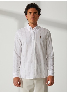 Кремовая мужская рубашка с воротником на пуговицах стандартного кроя U.S. Polo Assn.