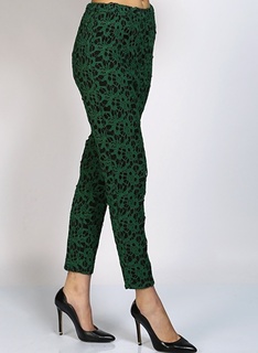 Темно-зеленые женские брюки узкого кроя с высокой талией Goldie