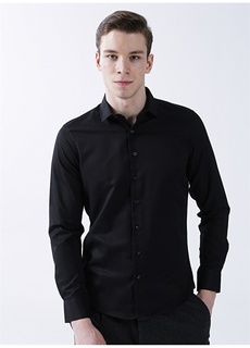 Черная мужская рубашка с классическим воротником Süvari