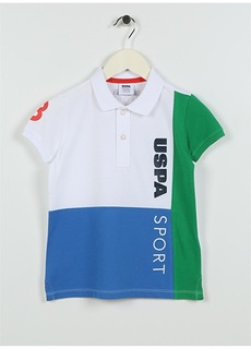 Белая футболка-поло с короткими рукавами и принтом для мальчиков U.S. Polo Assn.