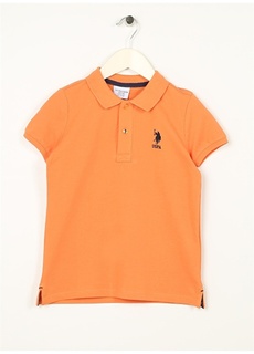 Оранжевая однотонная футболка-поло с короткими рукавами и воротником-поло для мальчиков U.S. Polo Assn.