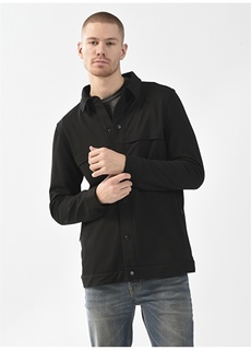 Черная мужская рубашка с воротником куртки Gmg Fırenze