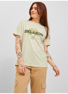 Белоснежная женская футболка с круглым вырезом и принтом JJXX