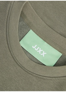 Темно-зеленый женский свитшот с круглым вырезом и принтом JJXX