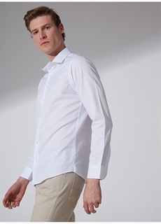 Белая мужская рубашка Slim Fit с классическим воротником Süvari