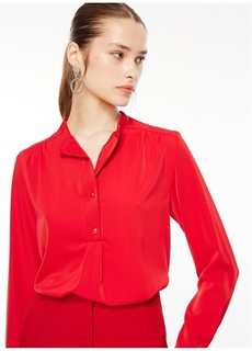 Однотонная красная женская блузка с великолепным воротником Selen