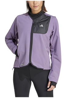 Фиолетовая женская куртка на молнии с круглым вырезом Adidas