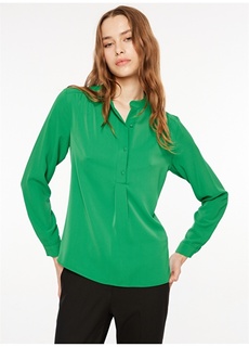 Однотонная зеленая женская блузка с воротником Selen