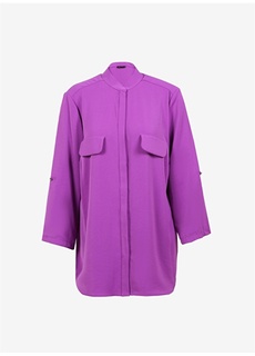 Однотонная фиолетовая женская блузка с великолепным воротником Selen