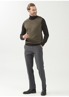 Мужские брюки комфортного кроя с нормальной талией антрацитового цвета Beymen Business Privé