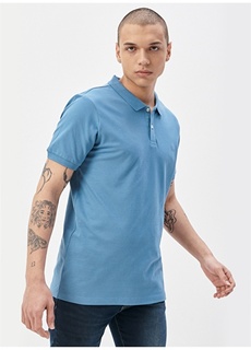 Голубая мужская футболка с воротником поло Lee