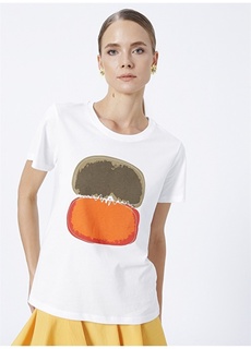 Белая женская футболка с круглым вырезом с принтом Fabrika Comfort