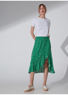 Зеленая женская юбка с цветочным узором NGSTYLE
