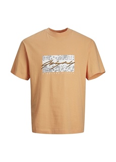 Оранжевая мужская футболка с круглым вырезом с принтом Jack &amp; Jones