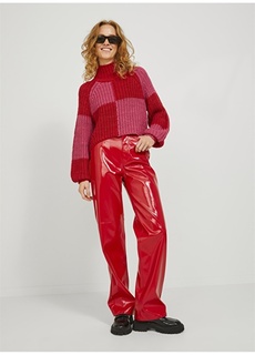 Красные женские кожаные брюки JJXX